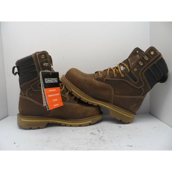 DAKOTA Mens 8'' 517 Quad Comfort Steel Toe Composite Plate Work Boot Brown 12W - Picture 6 of 8